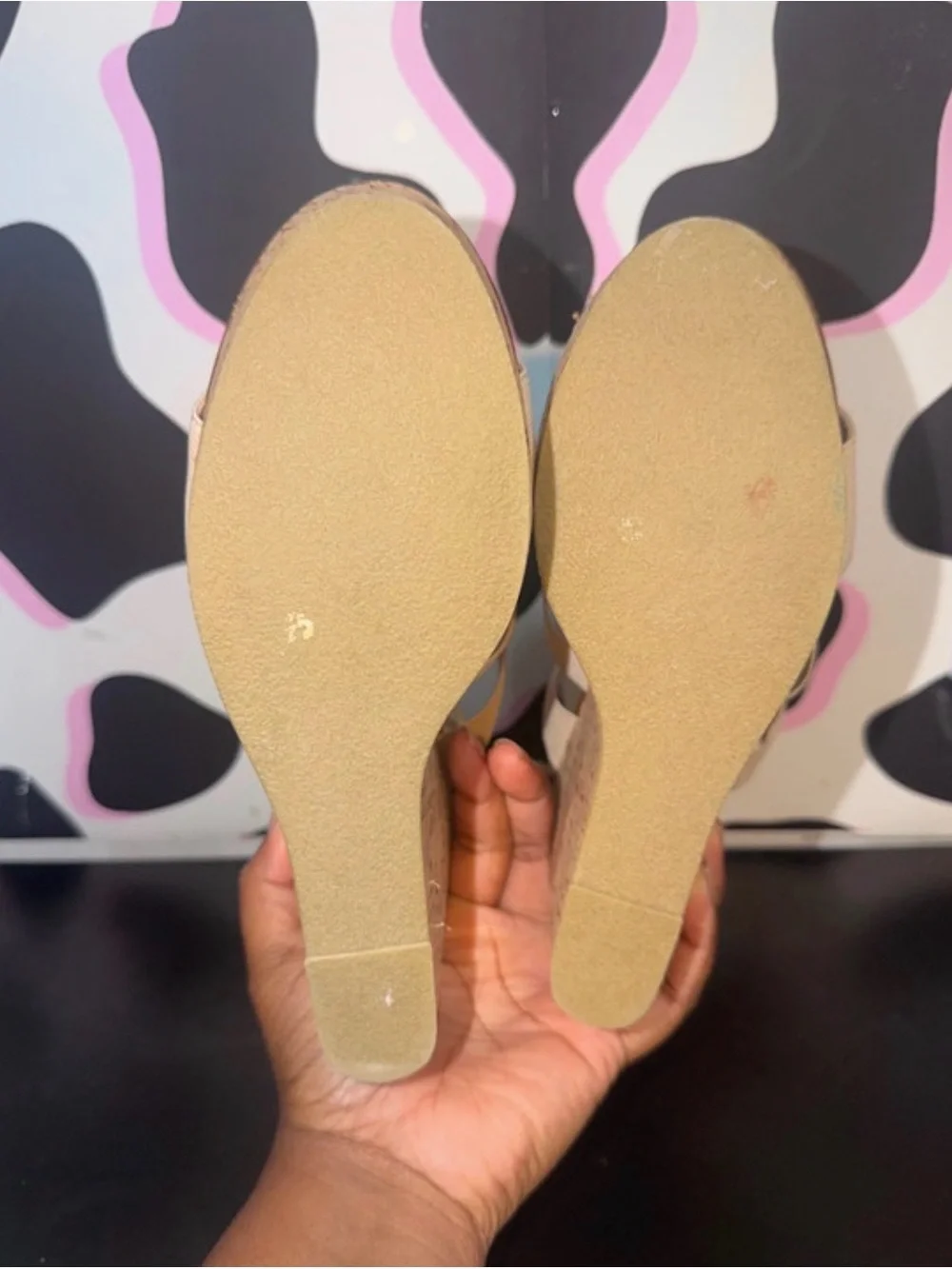 Flexi Beige and Brown Strappy Cork Wedge Sandals - Women